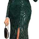 TOLEEN Women's Formal Sequin Bodycon Long Sleeve Prom Dresses Elegant Evening Party Maxi Dresses Medium