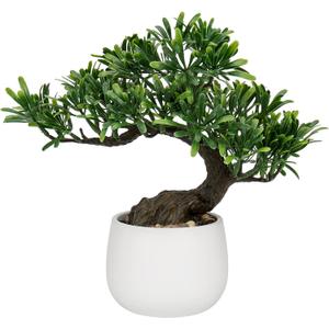 DILATATA Fake Bonsai Tree Zen Juniper Plant 10' Tall Artificial Bonsai with White Ceramic Pot Decorated with Pebbles Indoor Bonsai for Home Office Decor