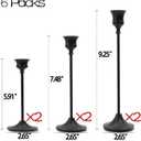 Matte Black Taper Candle Holder Set of 6, Tall Candlestick Holders, Metal Vintage Candle Stickers Long Holder Set, Pillar Decorative Candle Holder Fits 3/4 Inch Candle for Wedding, Dinner, Party…