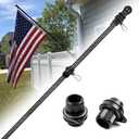 HIBLE Black Flag Pole for House 6 Foot Carbon Fiber Flag Pole with Rust-Free Rotating Rings, Strong Metal Screw Flagpole (5 Sections, no Flag no Bracket)