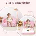 Kids Couch, 2-in-1 Toddler Sofa Fold Out, Soft Toddler Chair for Boys and Girls, Convertible Sofa to Lounger- Ideal for Napping, Reading, and Playing (Pink Unicorn)