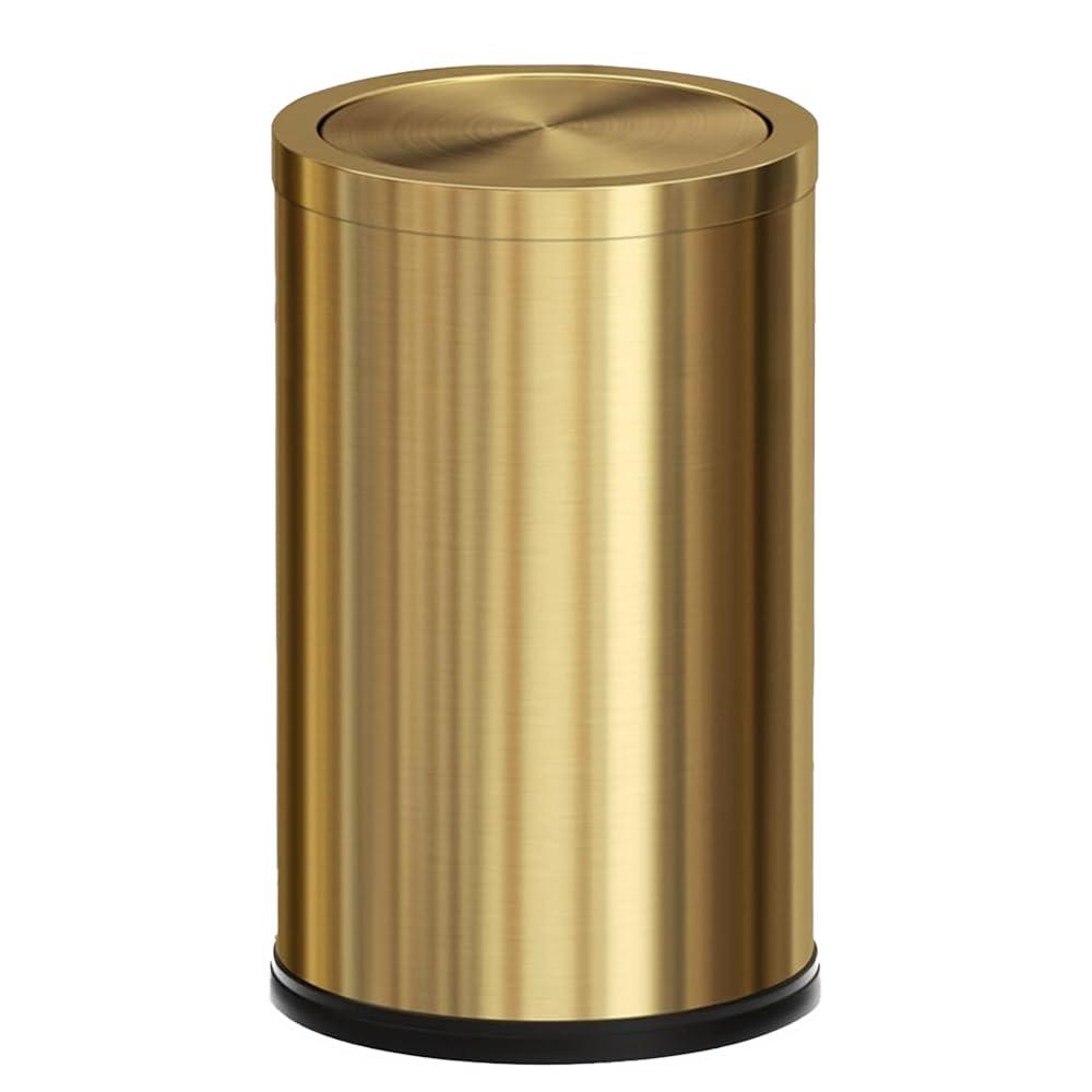 Gold 4.7GAL Kitchen Trash Can with Lid, Cylindrical, 9.64" H x 9.64" W x 9.64" D, Stainless Steel, Odor Seal, Indoor Use Only