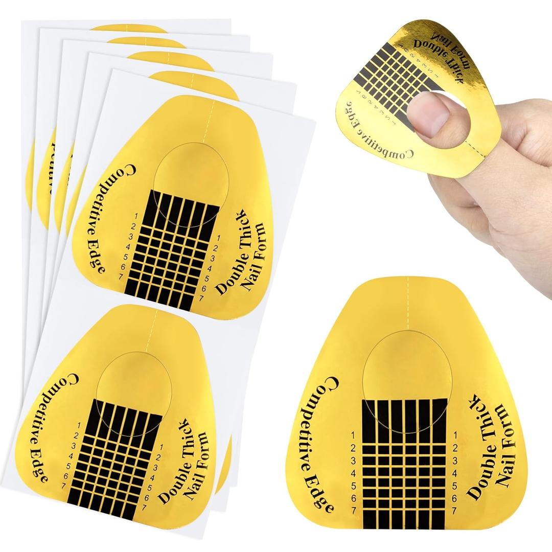 200 Nail Forms for Builder Gel - Durable Nail Extension Forms for Acrylic Nails, Paper NailForms Stickers for Sculpting Almond Coffin Shapes, NailSupplies for Home & Salon