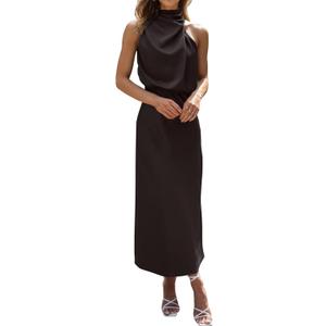 BTFBM Cocktail Dresses for Women Sleeveless Mock Neck Keyhole High Waist Maxi Wedding Guest Dress Spring Clothes 2026 2XL