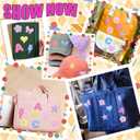 NICEVINYL Self-Adhesive Letter Patches for Bags: 78PCS Multicolor Varsity Letters Fabric Sticker for Hats - Cute Flower Star Heart Lightning Bows Stick on Patches for DIY Backpacks Shirts Gifts