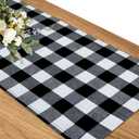Senneny Buffalo Check Table Runner Cotton Black and White Plaid Classic Stylish Design for Family Dinner Christmas Holiday Birthday Party Table Home Decoration (Black and White, 14 x 48 Inch)