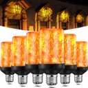 Retisee Dusk to Dawn LED Flame Light Bulbs Outdoor, Flickering Light Bulbs with Upside Down Effect, Fire Bulb for Christmas Party Porch Patio Outdoor Home Indoor Decoration(Orange, 6 Pack)