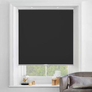 Cordless 100% Blackout Roller Window Shades, Wireless Window Blinds with Spring Systerm, Thermal Insulated, UV Protection Waterproof Fabric, Blinds for Home and Office (Black - 58" W x 72" H)