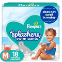 Pampers Splashers Swim Diapers - Size M, 18 Count, Gap-Free Disposable Baby Swim Pants (Pack of 1)