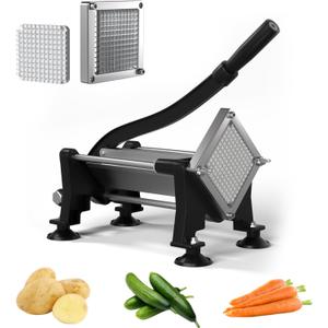 French Fry Cutter, Stainless Steel Potato Cutter with 1/4Inch Blades, Commercial French Fries Slicer for Whole Potatoes, Carrots, Cucumbers(1/4 Inch Blade)
