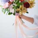 3 x Blush Pink Ribbon, 6 Rolls Pink Ribbon for Flower Bouquet/Gift Wrapping, 1 1/2 inch x 7Yd Handmade Fringe Chiffon Silk Ribbons for Crafts, Wedding, DIY Crafts for Mothers Day