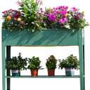 Raised Garden Bed, Elevated Green Metal Plant Box with Legs, Standing Garden Stand with Drainage Holes (40" L x 11" W x 31" H)