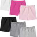 Girls Bike Shorts 6 Pack Toddler Biker Shorts Soft Stretchy Cartwheel Undershorts for Under Dresses and Dance (7-8 Years, White, Black, Light Gray, Light Pink, Hot Pink, Dark Gray)