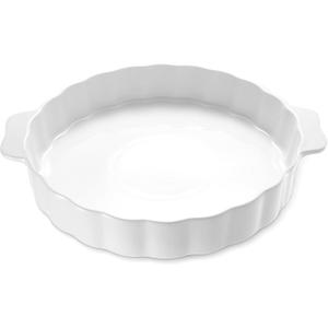 Samsle Ceramic Pie Pan For Baking,13Inch Round Baking Dish With Double Handle,Pie Plate With Ruffled Edge-Microwave, Dishwasher, and Oven Safe