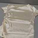 Silk Satin Tops for Women - Off The Shoulder Blouse Dressy Casual Short Sleeve Ruched Elegant Tunic Shirts (Small, Beige)