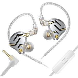 KZ ZS12 PRO 2 in Ear Monitor,1DD+5BA Hybrid Wired Earbud,IEM Earphones,Gaming Earbuds,HiFi Deep DASS IEM for Gaming,KZ Earbuds with 2PIN Cable for Audiophile (with Microphone, Silver)