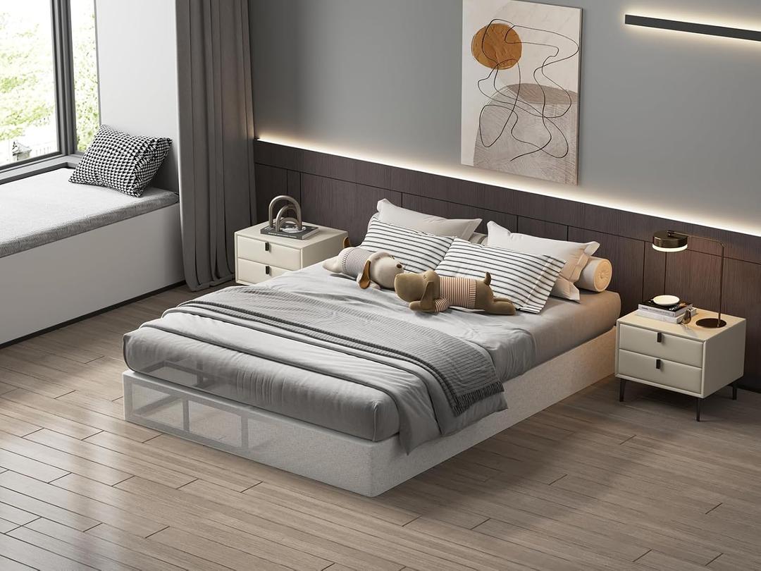 AROMUSTIME Queen Box Spring 9 Inch High Profile Black Heavy Duty Metal Mattress Foundation with Fabric Cover,Easy Assembly,Non-Slip & Noise-Free