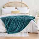 EXQ Home Fleece Throw Blanket for Couch or Bed - 3D Imitation Turtle Shell Jacquard Decorative Blankets - Cozy Soft Lightweight Fuzzy Flannel Blanket Suitable for All Seasons(50"60",Teal)