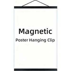 Magnetic Poster Hanger Frame for 28x22 28x40 28x29 Movie Music Posters Wall Art,Teak Wood Picture Frames for Large Canvas Diamond Map Decor, Living Room Calendar Banner Tapestry Photo Hanging Stand (Black, 28in/70cm)