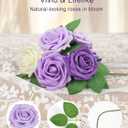 N&T NIETING Artificial Flowers, 25pcs Fake Flowers Rose with Stems Perfect for DIY Wedding Bridesmaid Bridal Bouquets Centerpieces Home Flower Arrangement Mother's Day Decoration, Series Purple