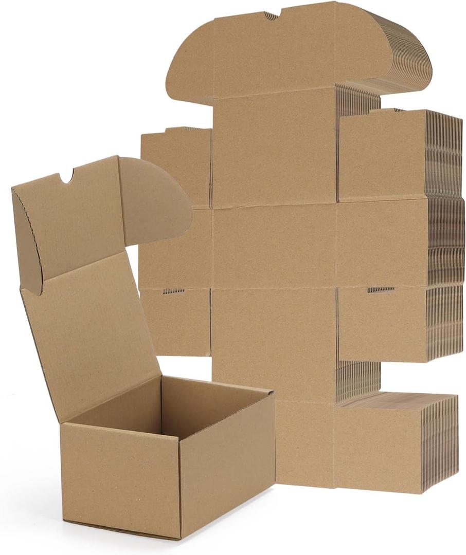 RLAVBL 6x4x3 Small Shipping Boxes Set of 40, Brown Corrugated Cardboard Mailer Box for Packing, Mailing, Business