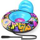 QPAU 44 Snow Tube with Backrest  Heavy Duty Inflatable Sled 500 lbs Capacity with Cover, Handles & Tow Rope, Snow Tubing Sleds for Kids & Teens, Portable Air Sled with Fast Valve (Blue)