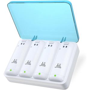 Battery Charger for Wii & Wii U Remote Controller,4pcs 2800mAh NiMH Rechargeable Battery Packs with 4-in-1 Charging Station for Wii & Wii U Game Remote [ Latest Upgrade Version]-White