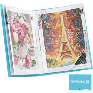 ARTDOT A2 Storage Book for Diamond Art Kits, Diamond Art Portfolio Folder with 30 Pocket Slevees Protectors (39.7 x 56cm)