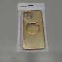 Hython for iPhone 15 Plus Case Glitter, Clear Magnetic Phone Cases with Camera Lens Protector [Compatible with MagSafe] Bling Sparkle Plating Soft TPU Shockproof Protective Cover Women Girls, Gold