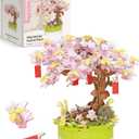 Flower Building Decoration Set  Mini Bricks Potted Mini Bricks Potted Plant  Wishing Tree  Home Accessories Best Gift Valentine Décor for Him and Her Botanical for Adults [KZ1590]