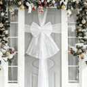 Christmas Cabinet Door Ribbon Bow Large Christmas Door Bow Decoration Xmas Tree Organza Bows Festival Wrapping Decorations for Front Doors Fireplace Wreath Home Holiday Birthday Party Supplies (White)