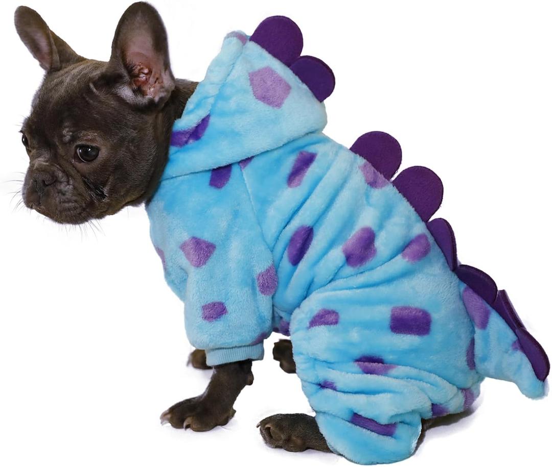 Dinosaur Costume for Small Dogs and Cats, Dog Hoodies Cold Weather Coat,Dog Pajamas for Christmas Halloween (Blue, S)