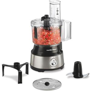 Hamilton Beach Food Processor & Vegetable Chopper for Slicing, Shredding, Mincing, and Puree, 10 Cups + Easy Clean Bowl Scraper, Black and Stainless Steel (70730)