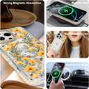 Magnetic for iPhone 16 Pro Case [Compatible with MagSafe] Clear Floral Flower Bee Pattern Design, Slim Shockproof Protective Phone Cover for Women Girls