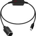 GELRHONR USB C to 12V Adapter, USB C to Cigarette Lighter Adapter, PD Type C to 12 Volt Cigarette Lighter Socket with Voltmeter Display, for Charger, GPS, Dash Cam (1.2M)