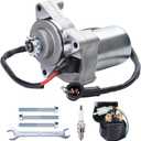 JINGKE 12 Teeth Starter Motor Starter Relay Solenoid for Tao Tao 125cc 110cc-50cc ATV Coolster Motor Four 4 Wheeler Chinese Pit Dirt Bike 4 Wheelers Go Karts Dune Buggy Sandrail Quad SSR Roketa