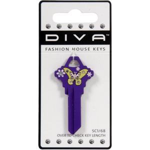 Hillman Diva Butterfly & Flowers House/Office Universal Key Blank Single Sided