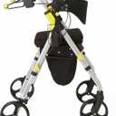 Medline Premium Empower Rollator Walker with Seat, Folding Rolling Walker with 8-inch Wheels, Silver