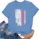 Patriotic Shirts July 4th Shirts for Women American Flag Heart T-Shirts USA Fourth of July Casual Tee Top (XL)