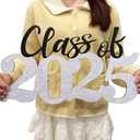 Graduation Decorations 2025 Wood Sign Sliver Class of 2026 Photo Props for College High School Graduation Party Supplies