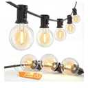 SUNSGNE G40 LED Globe Outdoor String Lights Waterproof Shatterproof, 25FT Outdoor Globe Lights with 25 LED Plastic Clear Light for Café Bistro Porch Pergola Tents Balcony Decor, Black Wire