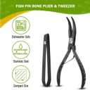 Fish Bone Pliers/Tweezers  Ergonomic Non-Slip Grip, Food-Grade Stainless Steel Deboner | Pin Bone Remover for Salmon, Trout & All Fish