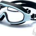 Swim Goggles for Kids 6-12, Wide View Anti-Fog UV Protection No Leaking,Boys Girls Youth Swimming Goggles (Black Blue), One Size