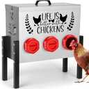 TGEYD 30 lb Chicken Feeder with 6 No-Waste Ports  Heavy-Duty Outdoor Metal Feeder with Adjustable Height, Locking Lid & Riveted Handles  Rustproof Feed Box for Poultry & Backyard Chickens