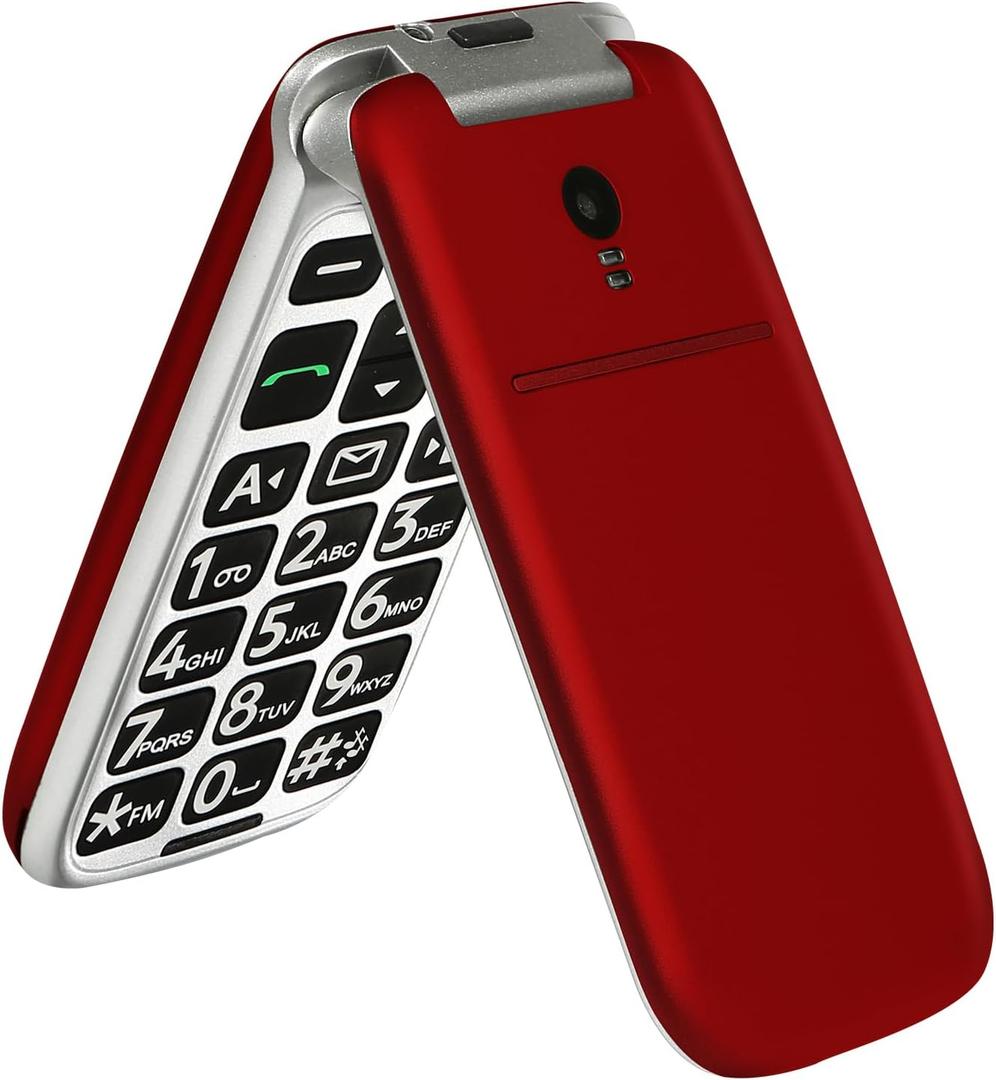 G3 Red - VoLTE Flip Cell Phone for SeniorsUnlcoked Phones with SOS ButtonBig Button, Loud VolumeCameraTalking ClockSpeed Dial Hands-freeDumb PhoneCharging DockTalk and Text Only Phone