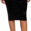 SOLY HUX Women's High Waist Split Hem Velvet Bodycon Pencil Midi Skirt (Black), Small