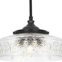 Black 3-Light Pendant Light with 12in Glass Shade, Farmhouse Pendant Lights Kitchen Island, Adjustable Hight & Angle Bathroom Pendant Ceiling Hanging Light Fixtures for Home Bedroom Hallway, 3*E12