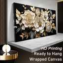 Trogonup Large Gold and Black Flower Wall Art for Bedroom Botanical Picture Modern Artwork for Living Room Office Teen Girls Room Kitchen 20L" x 40W"