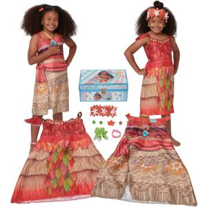 Disney Princess Moana Dress-Up Trunk 11-Piece Island Adventure Costume Set with Accessories & Keepsake Storage Case 