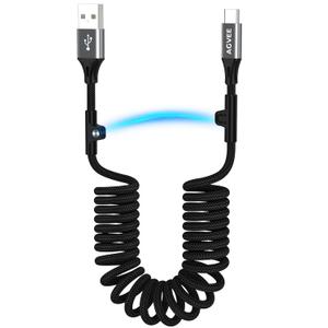 AGVEE 3ft Carplay Cable for iPhone 17 16 15, [USB-IF Certified] Coiled USB-A to USB-C Car Play & Android Auto Cord, Fast Charger Charging Data Transfer Cable, Dark Gray